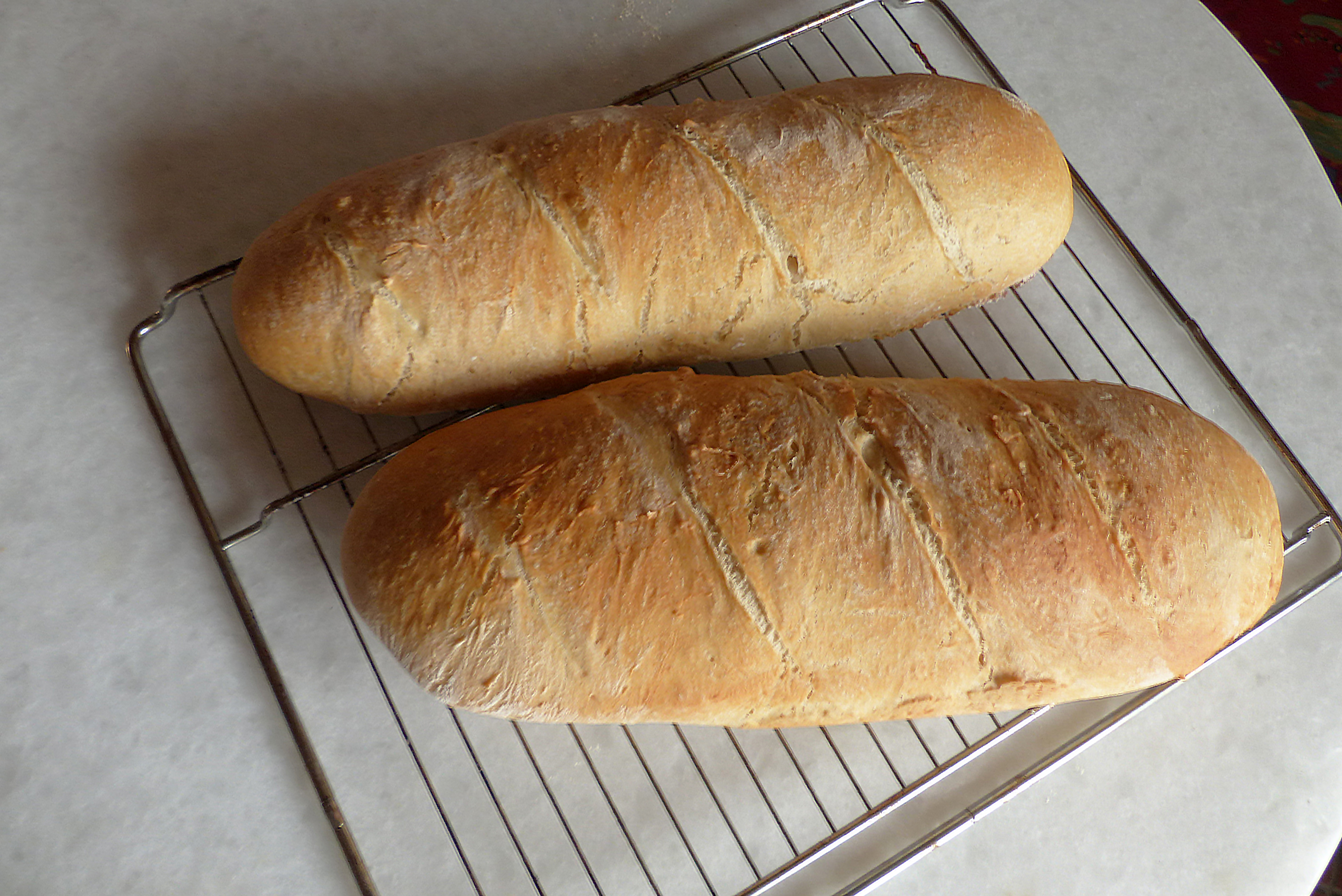 <p>Die länglichen, freigebackenen Brotwecken sind gelungen.</p>