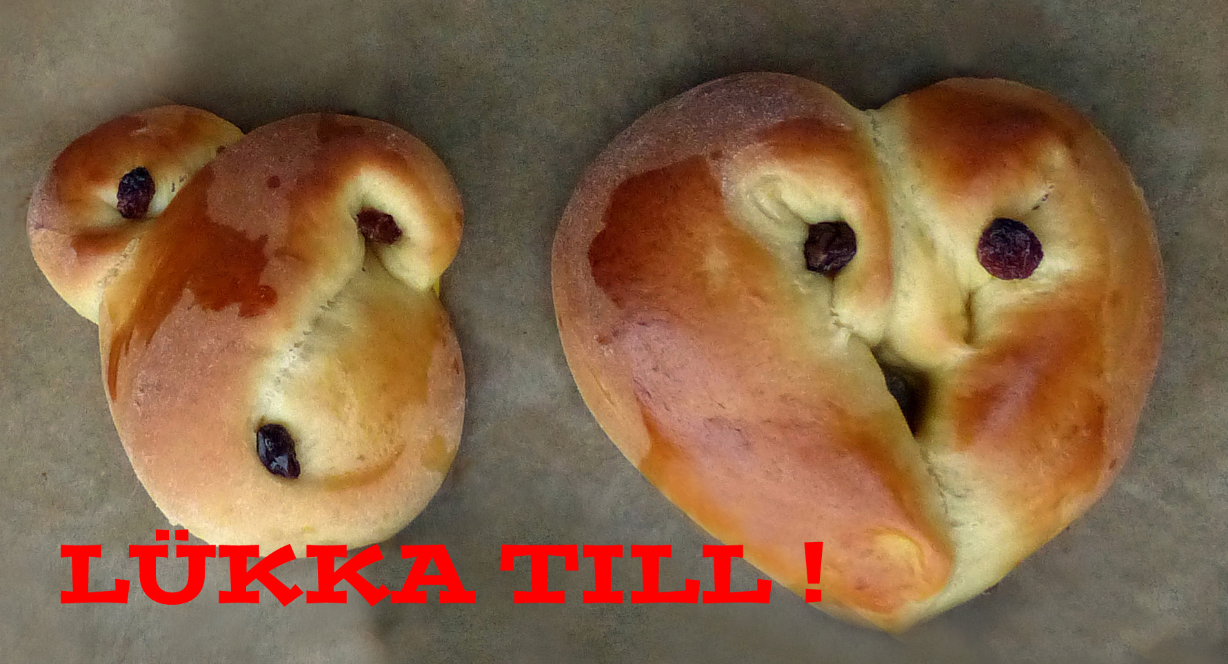 Luciabrote, Lussebullar, Lussekatter