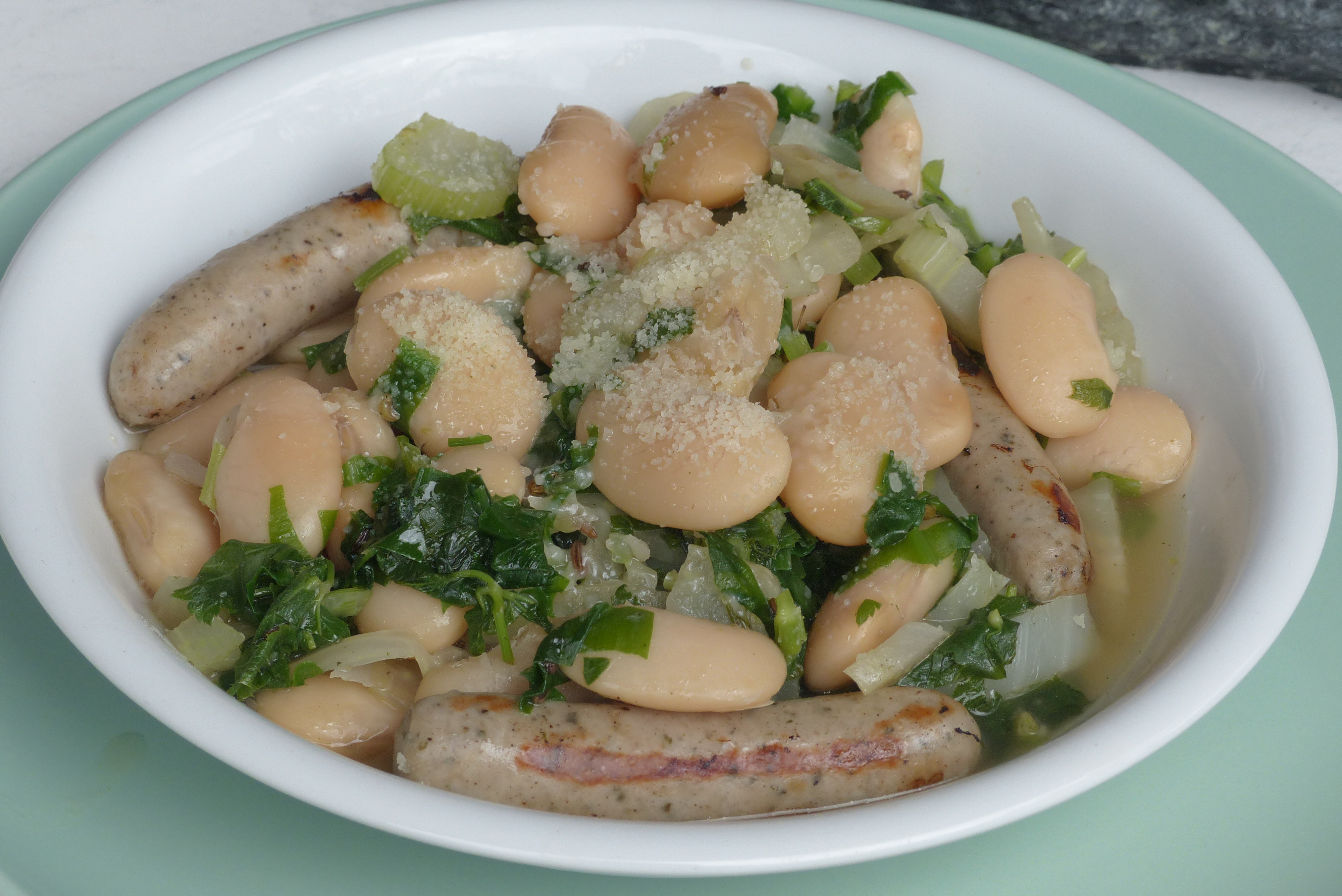 Bohnen mit Knollenfenchel u. Grünzeug