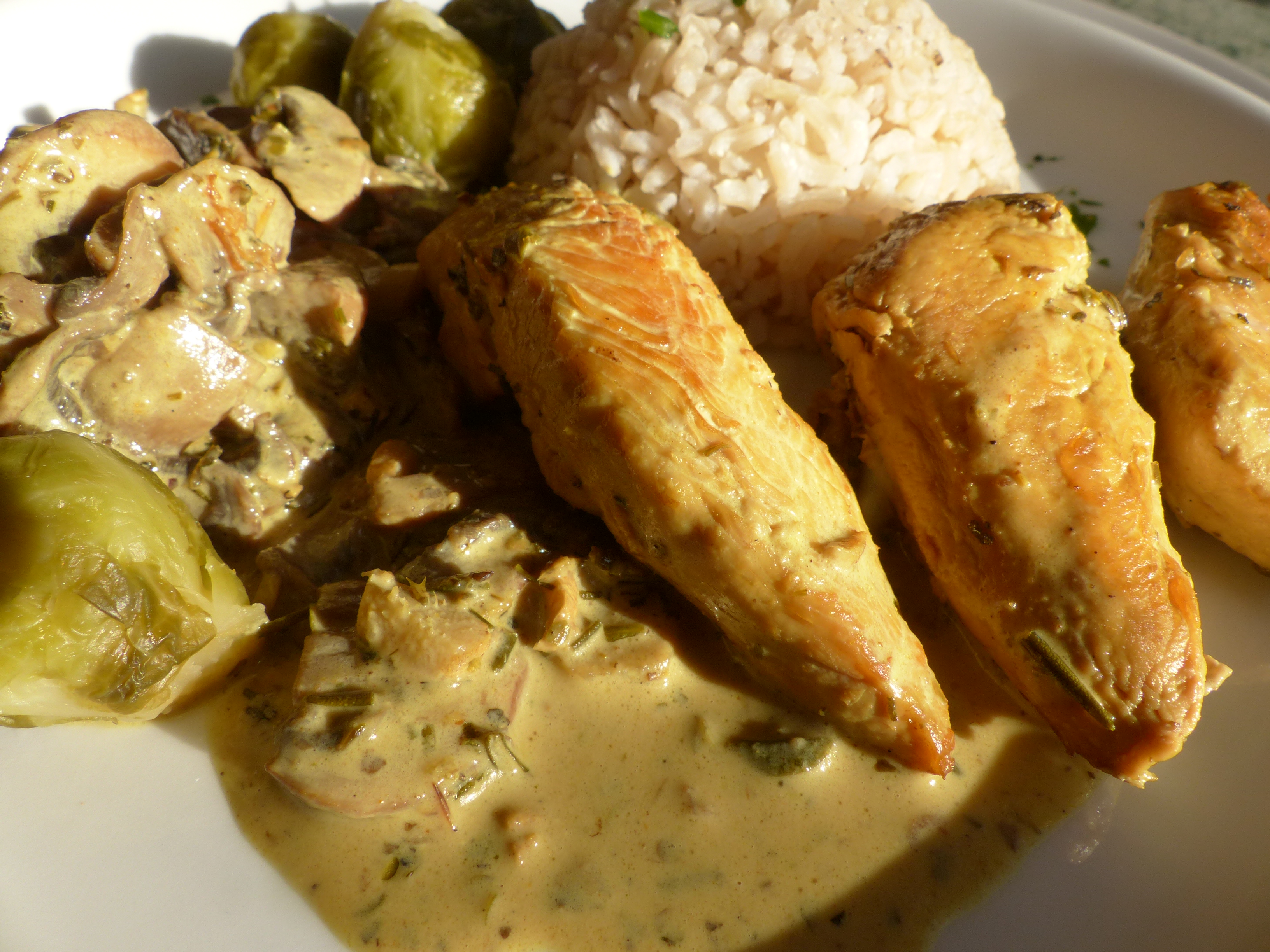 Truthahnsteaks mit Champignons